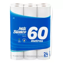 Mili Papel Higiênico 60m Com 24 Rolos