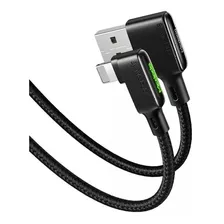 Cabo Carregador Usb Led Para iPhone Lightning 90° 3a 1,8m