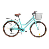 Bicicleta Urbana Centurfit Mkz-bicivintage R26 7v Frenos V-brakes Color Menta Con Pie De Apoyo