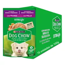 Caixa De Sachês Dog Chow Filhotes Mini Pequenos Frango 100g