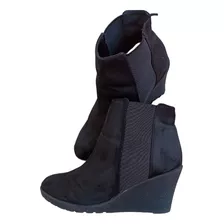 Botin Negro H & M Mujer Taco Cuña Talla 38