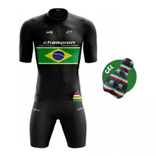 Conjunto De Ciclismo Masculino Camisa + Bermuda Gel Pro