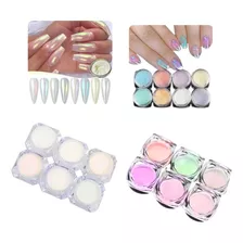 Kit 12 Pó Cromo Sereia Decoração De Unhas E Maquiagem