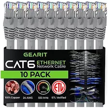 Gearit Cable Ethernet Cat 6 De 10 Pies (paquete De 10) - Cab