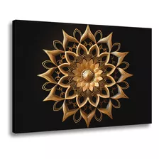 Quadro Mandala Preto Com Dourado Luxuoso Moderno Cor Color