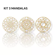 Trio De Quadros Mandala Decorativa Em Mdf 3mm 30cm