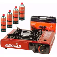 Anafe Cocina Portatil Gas Butano Brogas 4 Cartuchos Maletin