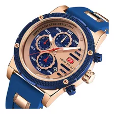 Mini Focus Chronograph Sports Relojes De Cuarzo Para Hombre Color Del Fondo Rose Blue