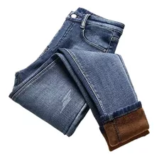 Jeans De Cintura Alta Para Mujer Con Forro Polar Térmico