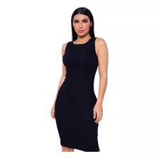 Vestido Midi Preto Feminino Alfaiataria Gabardine Secretária