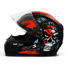 Capacete Moto Fechado Fw3 Caveira Brilha No Escuro Inmetro