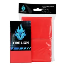 Fire Lion: Premium Red Matte - 100 Sleeves P/ Cartas Tcg