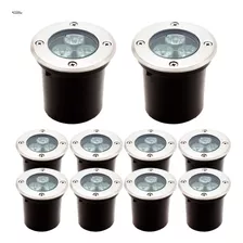 Kit 10 Balizador Spot Led Embutir Chao Piso Jardim 3w Cúpula Banco Quente