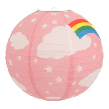 Luminária Japonesa Papel 40 Cm Rosa Arco Iris