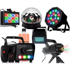 Super Kit Festa Iluminação Balada Máquina Globo Strobo Rgb