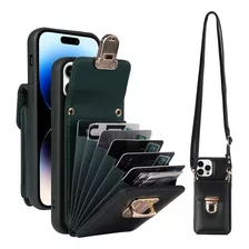 Capa De Couro Tipo Carteira Solt Crossbody Cards Para iPhone