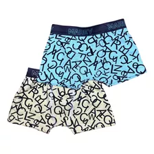 Boxer Marey 5022 De Niño Algodón Y Lycra Letras Pack X 2