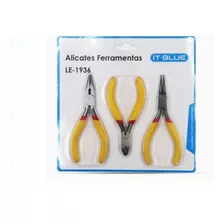 Kit Jogo De Mini Alicates Gc 3 Peças Universal Corte E Bico