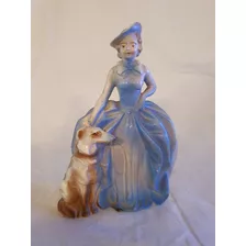 Figura De Porcelana De Dam Antigua Con Su Perro