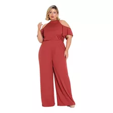 Macacao Feminino Social Plus Size Elegante Look Balada