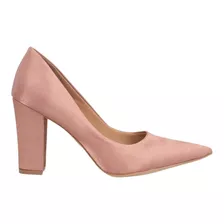 Sapato Festa Velvet Nude Salto Grosso 10cm Cbk