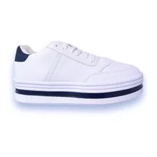 Tenis Marca Mgta Mujer Plataforma Blanco/negro