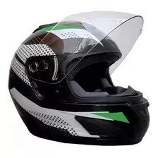 Casco Integral Rush Negro Verde - Gkmotos.uy