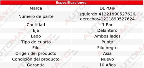 (2) Cuartos Filo Negro Depo Pathfinder Nissan 96-98 Foto 4