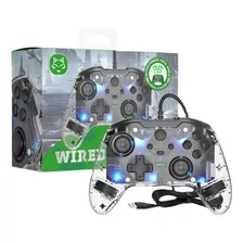 Controle Com Fio Xbox One, Pc - Skin - Preto Translucido Led