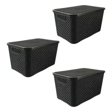 Kit 3 Caixas Organizadoras Rattan Peq Media Grande Reforcada