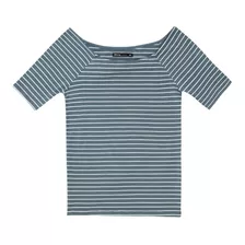 Blusa Básica Em Malha De Algodão Com Decote Canoa 