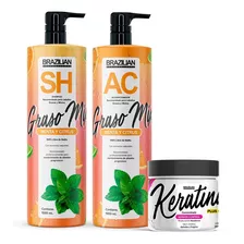 Pack Shampoo Y Acondicionador Brazilian Grasos + Concentrado