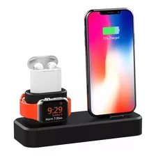 Base De Carga 3 En 1 Silicón Para iPhone Apple Watch AirPods