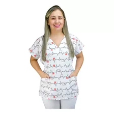 Blusa Pijama Enfermagem Hospitalar Scrub Estampado Mameluko