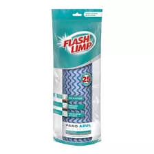Rolo Com 25 Panos Azuis Multiuso Flash Limp Limpeza Promoção