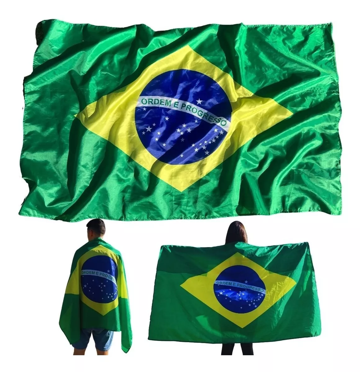 Bandeira Brasil Oficial Grande 150x90 Cores Vivas Costurada
