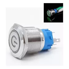 Botão Start Liga Desliga Inox 19mm Com Led Com Trava 12v 24v Cor Verde