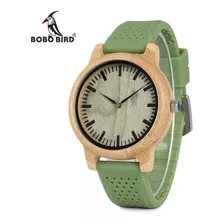 Reloj De Madera Bobo Bird Correa Silicona Grabado En Laser