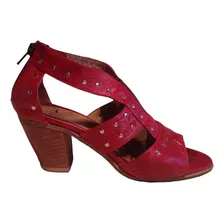 Sandalia Mujer Cuero Bordo Talle 36 P/uso