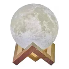 Luminária Lua 3d Led Abajur Decoração Quarto Base Cor Da Estrutura Madeira Cor Da Cúpula Branca