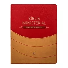 Bíblia Ministerial Nvi Capa Duotone Marrom Claro E Vermelha