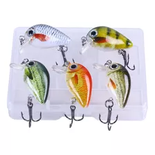 5 Mini Isca Artificial Crankbait + Caixa Tilapia Bass Trutas