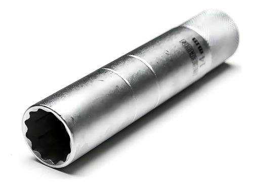 Llave Tubo Saca Bujia Bremen M14 Enc 3/8 Largo Estriado 6134 Cabezal Cardanico Plateado