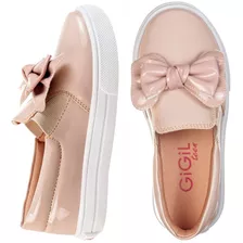 Tenis Femino Infantil Menina Iate Slip-on Laço Nó Leve Macio