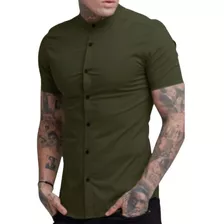 Camisas Neru Manga Corta Cuello Mao