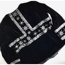 Campera Terciopelo Negro Bordada