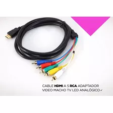 Cable Hdmi A 5 Rca Adaptador Video + Sonido Tv Led Analogico Negro