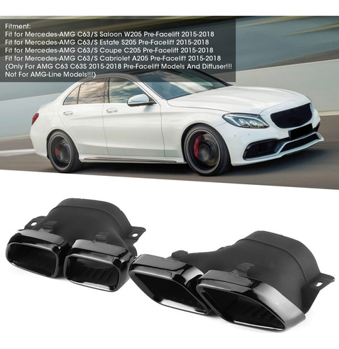 Puntas De Escape Quad Fit Para Mercedesamg C63/s W205 S205 C Foto 6