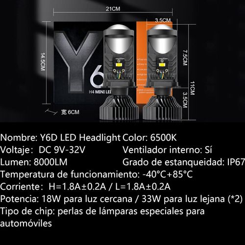 Focos Led H4/9003/hb2 Lupa Alta Y Baja Auto Motocicleta Foto 6