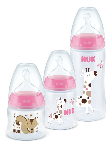 Kit 3 Mamadeira Nuk Starter 90/150/300ml Anticólica Silicone